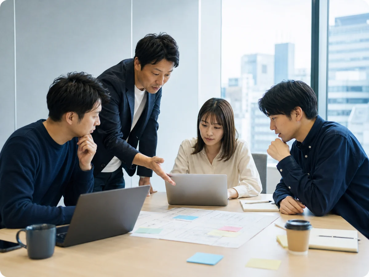 講師と受講者が業務資料を使ってDX・生成AI研修に取り組む様子